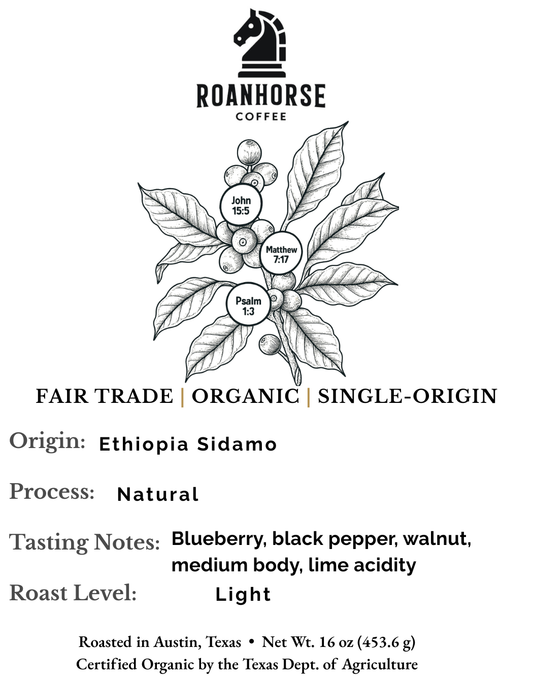 Organic Ethiopia Light Roast Whole Bean Coffee – Single-Origin, 100% Arabica (16 oz