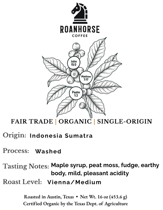 Organic Indonesia Sumatra Medium Roast Whole Bean Coffee – Fair Trade, Single-Origin (16 oz)