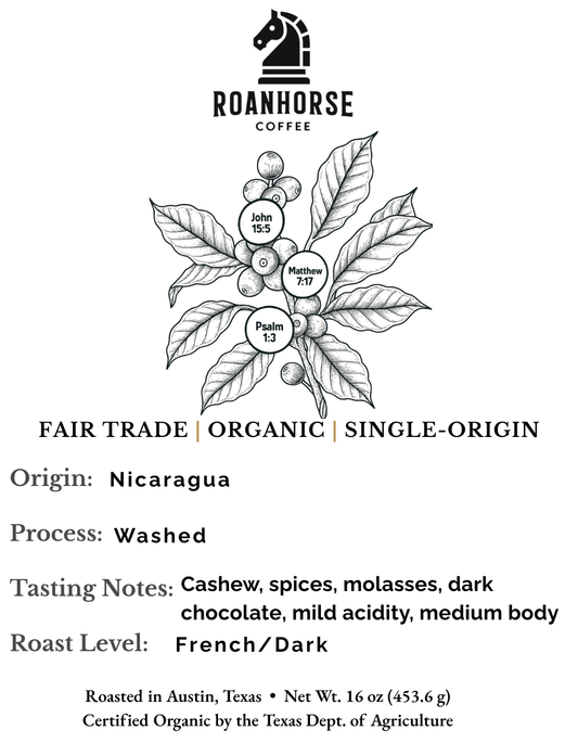 Organic Nicaragua Dark Roast Whole Bean Coffee – Fair Trade, Single-Origin (16 oz)